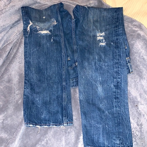 Men’s Hollister Destroyed Denim Factory Distressed & Ripped Knee Jeans Sz 32/32 - Picture 5 of 12